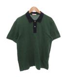 プラダ PRADA ポロシャツ L 緑 グリーン 半袖 ロゴ バイカラー /FF ■GY62