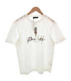Tシャツ M 白 ホワイト プリント ラウンドネック 半袖 /FF ■GY62
