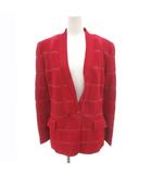 ジョルジオアルマーニ GIORGIO ARMANI タグ付き テーラードジャケット ブレザー 44 赤 レッド チェック柄 ダブル ノーカラー /FF ■GY62