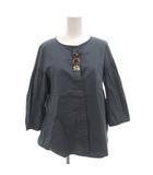 Sマックスマーラ 'S Max Mara シャツ ブラウス ラウンドネック ビジュー ギャザー 長袖 36 紺 ネイビー /FF ■GY62