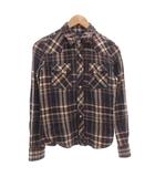 ラルフローレン RALPH LAUREN チェックウエスタンシャツ 長袖 11 赤 レッド ベージュ 紺 ネイビー /FF ■GY62