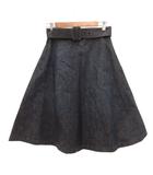 プラダ PRADA デニムスカート ひざ丈 ベルト サイドジップ 40 インディゴブルー /JS ■GY62
