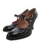 プラダ PRADA パンプス 37.5 黒 ブラック チャンキーソール パテント エナメル ラウンドトゥ /FF ■GY62