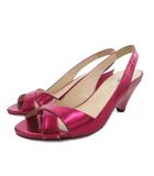 プラダ PRADA サンダル ウェッジソール 37 ピンク オープントゥ /FF ■GY62