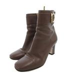 サルヴァトーレフェラガモ Salvatore Ferragamo ガンチーニ ショートブーツ レザー 7 茶 ブラウン ゴールド金具 スクエアトゥ サイドジップ /FF ■GY62