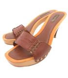 ルイヴィトン LOUIS VUITTON コンフォートサンダル ロゴ ウッドソール 37 茶 ブラウン /JS ■GY62