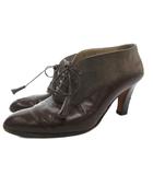 サルヴァトーレフェラガモ Salvatore Ferragamo アンクルブーツ ヒール ラウンドトゥ レースアップ タッセル 切替 スエード レザー 5.5 茶 ブラウン /GV ■GY62