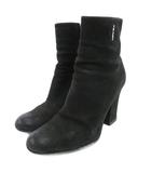 プラダスポーツ PRADA SPORT ブーティ ショートブーツ サイドジップ ヌバック シボ レザー 36.5 黒 ブラック /JS ■GY62