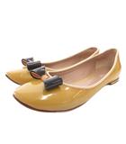 クロエ CHLOE フラットシューズ リボン エナメル 35 カラシ色 /FF ■GY62