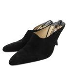 ジミーチュウ JIMMY CHOO パンプス ミュール チェーンストラップ ポインテッドトゥ スエード 37 黒 ブラック /FF ■GY62