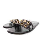 プラダ PRADA ハトメ サンダル ゴールドカラー金具 35.5 黒 ブラック /FF ■GY62
