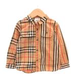 カジュアルシャツ 長袖 キッズ ノバチェック 切替 92cm ベージュ 赤 レッド 黒 ブラック /YJ ■GY62