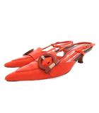 サルヴァトーレフェラガモ Salvatore Ferragamo ガンチーニ ミュール サンダル ポインテッドトゥ ストラップ レザー 5 オレンジ /FF ■GY62
