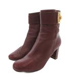 サルヴァトーレフェラガモ Salvatore Ferragamo ショートブーツ ゴールド金具 レザー サイドジップ 5 ボルドー /FF ■GY62