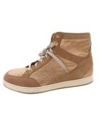 ジミーチュウ JIMMY CHOO スニーカー シューズ ハイカット グリッター レースアップ 39 茶 ブラウン /FF ■GY62