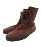 トッズ TOD'S スエードブーツ ショート レースアップ 6.5 ボルドー /FF ■GY62