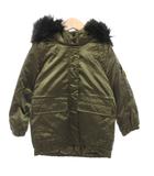 ケンゾー KENZO 中綿ジャケット ブルゾン フード ロゴ プリント フェイクファー 4A 104 カーキ /FF ■GY62
