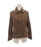 ルイヴィトン LOUIS VUITTON シャツ ブラウス ストライプ バイカラー 長袖 36 茶 ブラウン /FF ■GY62