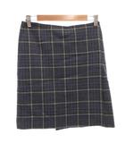 プラダ PRADA ラップスカート スナップボタン ウール チェック ショート 38 グレー /FF ■GY62