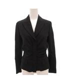 プラダ PRADA テーラードジャケット ブレザー ギャザー スナップボタン ウール 38 黒 ブラック /FF ■GY62