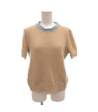 プラダ PRADA カシミヤニット セーター バイカラー 半袖 42 ベージュ 水色 ライトブルー /FF ■GY62