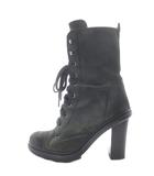 プラダ PRADA スエード ブーツ ショートブーツ ハイヒール 36.5 カーキ 緑 グリーン /SR ■GY62