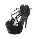 グッチ GUCCI パイソンヒール サンダル ピンヒール 36 黒 ブラック 赤 レッド /SR ■GY62