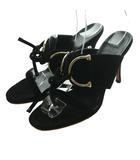 グッチ GUCCI サンダル Dリング ハイヒール スエード 7B 黒 ブラック /SS ■OS ■GY62