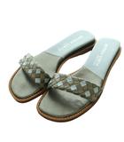 ボッテガヴェネタ BOTTEGA VENETA フラットサンダル 36.5 ライトブルー カーキ /SS ■OS ■GY62