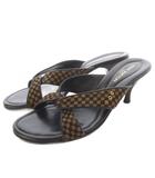 ルイヴィトン LOUIS VUITTON ダミエ ハラコ サンダル ミュール ピンヒール 38 茶色 ブラウン /SR ■GY62