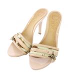 ディオール Dior サンダル ミュール 総柄 レザー 35.5C ベージュ /TK ■GY62