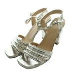 プラダ PRADA メタリック ヒールサンダル 37.5 シルバーカラー /SS ■OS ■GY62