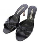 マノロブラニク MANOLO BLAHNIK MANOLO BLAHNIK サンダル ミュール レザー 34.5 黒 ブラック /TK ■GY62