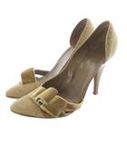 グッチ GUCCI パンプス ピンヒール スエード ポインテッドトゥ 36.5 茶色 ブラウン /SR ■GY62