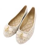 マイケルマイケルコース Michael michael kors HONEY バレエシューズ リボン フラットシューズ 総柄 6.5W 白 ベージュ PV23K /TK ■GY62