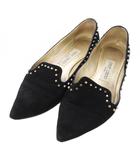 ジミーチュウ JIMMY CHOO フラットシューズ パンプス ポインテッドトゥ スタッズ スエード 36 黒 ブラック /TK ■GY62