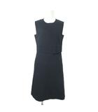 フォクシーニューヨーク FOXEY NEW YORK ドレス パレット カットワンピース リボン 38 紺 ネイビー 無地 ラウンドネック ノースリーブ /KK ■GY62