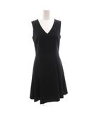 フォクシーニューヨーク FOXEY NEW YORK OUT PLEAT DRESS Vネック ノースリーブ ワンピース ギャザー ロング 40 紺 ネイビー /FF