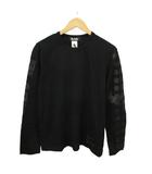 ナイキ NIKE Tシャツ L 黒 ブラック 長袖 左袖文字プリント 右袖ドット柄 /KK ■GY62