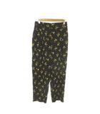 プラダ PRADA 花柄パンツ パンツ 40 黒 ブラック 黄 イエロー 花柄 ワイドテーパード AP01 2013 2823 /AO39 ■GY62