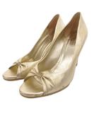 グッチ GUCCI ウェッジソール パンプス シューズ オープントゥ レザー 35.5 ゴールドカラー /FF ■GY62