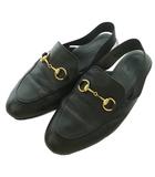 グッチ GUCCI ホースビット スリッポン ラウンドトゥ レザー 34.5 黒 ブラック /BB ■GY62