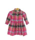 ラルフローレン RALPH LAUREN ベビー服 シャツワンピース ネルシャツ 女の子用 12M ピンク チェック柄 長袖 オーバーパンツ付き /AO1 ■GY62