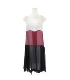 プラダ PRADA ワンピース シフォン シアー 配色 水色 ブルー 紺 ネイビー ボルドー ノースリーブ /AH39 ■GY62