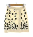 シャネル CHANEL ニットスカート ミニ丈 台形 カシミヤ カメリア ココマーク 花柄 総柄 34 アイボリー P72475K10396 /MW ■GY62