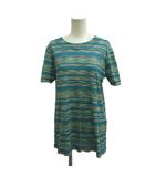 ミッソーニ MISSONI ニット セーター 42 青 ブルー マルチカラー ボーダー柄 ラウンドネック 半袖 ヴィンテージ /PP ■GY62