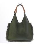 マルニ MARNI トートバッグ ハンドバッグ レザー フリンジ 緑 グリーン 黒 ブラック /TK ■GY62