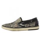 ジミーチュウ JIMMY CHOO シューズ スリッポン 千鳥格子柄 41 黒 ブラック 白 ホワイト /TK ■GY62