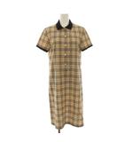バーバリーゴルフ BURBERRY GOLF ワンピース ノバチェック 半袖 ミモレ ロング M ベージュ BGW14-225-40 /HN ■GY62