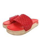 クリスチャンルブタン Christian louboutin スライドサンダル  スパイク スタッズ シューズ ロゴ レザー 41 赤 レッド /FF  ■GY62